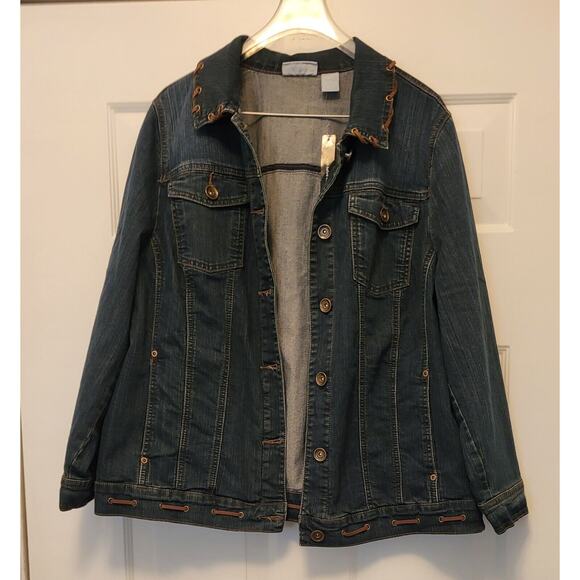 LIZ & ME Denim Long Sleeve Jean Jacket Womens Plus Size 0X - Picture 1 of 14